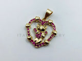 Dije de Lujo - 105732 - Dije Corazon Oso Circonia Rosa Oro Laminado 18K