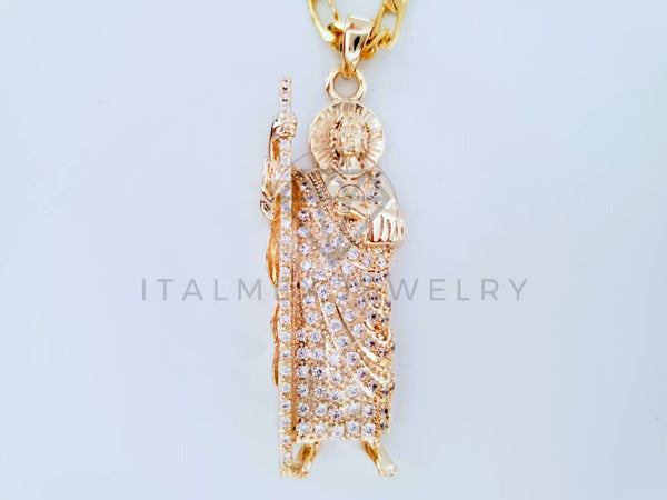 Dije Religioso - 104881 - Dije de San Judas con Circonia Clara Oro Laminado 18K