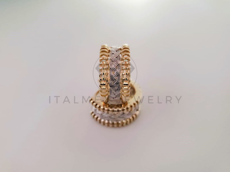Arete de Lujo - 105353 - Huggie Curvo Bitono Clara - Oro Laminado 18K