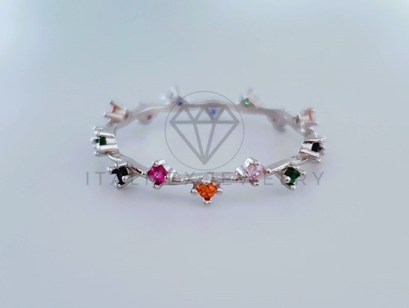 Anillo de Dama - 104709 - Anillo Ramita Circonia de Colores Plata .925