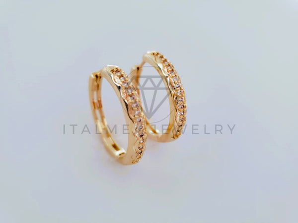 Arete de Lujo - 104891 - Aracada con Circonia Clara Oro Laminado 18K
