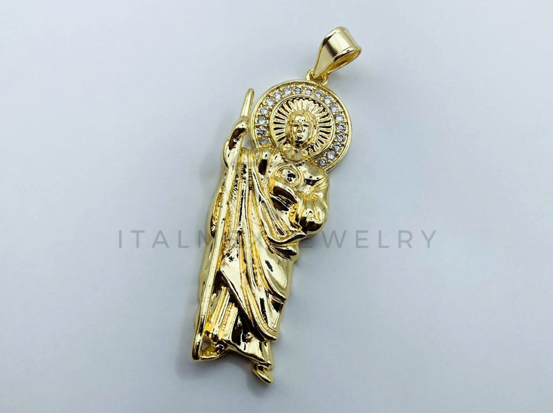 Dije de Lujo - 105695 - Dije San Judas Circonia Clara Grande Oro Laminado 18K