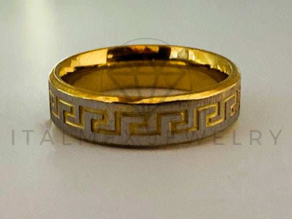 Anillo de Lujo - 105445 - Argolla Grecas Bitono 5mm Oro Laminado 18K