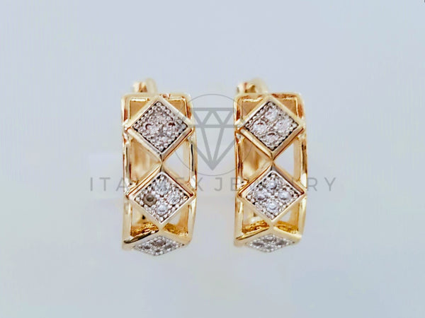 Arete de Lujo - 104885 - Arracada Clasica Circonia Clara Oro Laminado 18K