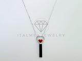 Collar de Lujo - 105225 - Collar Corazon y Barra Negra Plata .925