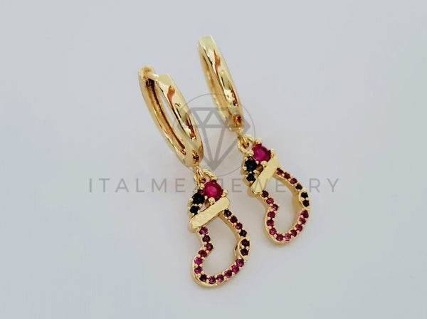 Arete de Lujo - 105010 - Diseño Botín Navideño Oro Laminado 18K