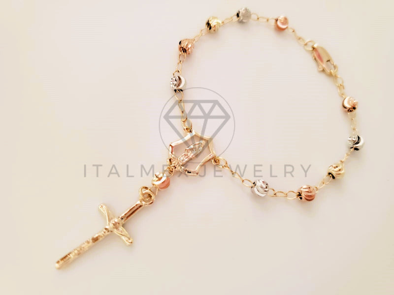 Pulsera de Lujo - 105274 - Misterio Bola Rayada Tres Oros Oro Laminado 18K