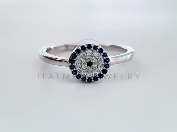 Anillo de Dama - 104746 - Anillo Ojo Turco Circonia Azul Plata .925