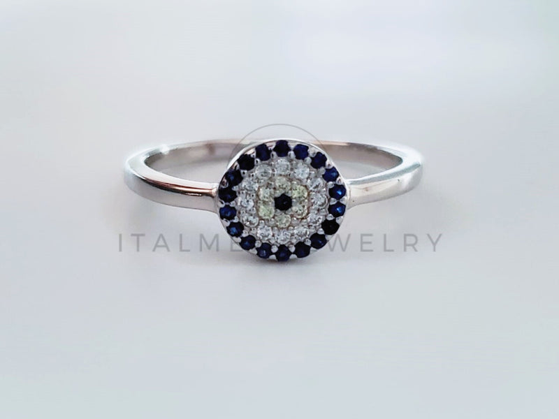 Anillo de Dama - 104746 - Anillo Ojo Turco Circonia Azul Plata .925