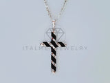 Dije Religioso - 104998 - Dije Cruz Espiral Negro - Plata .925