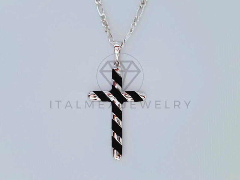 Dije Religioso - 104998 - Dije Cruz Espiral Negro - Plata .925