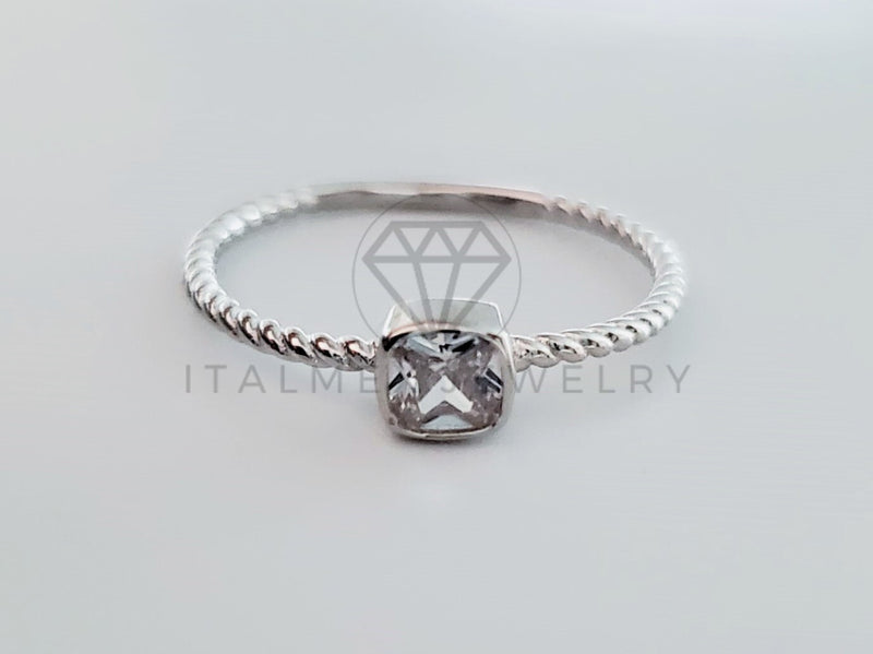 Anillo de Dama - 104729 - Anillo Solitario Cadena Circonia Clara Plata .925