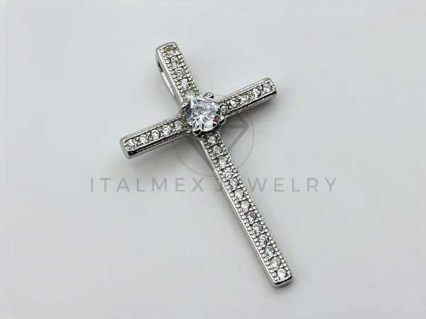 Dije Religioso - 105509 - Diseño Cruz Circonia Clara Diamante Plata .925