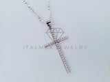 Dije Religioso - 104836 - Dije Cruz Fina con Circonia Mediano - Plata .925