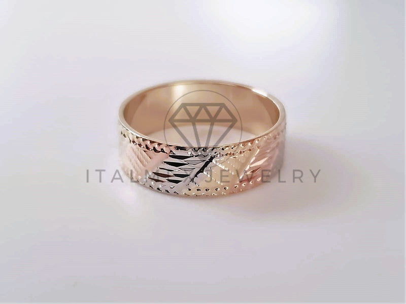 Anillo Dama de Lujo - 104689 - Diseño Argolla Rayada Oro Laminado 18K