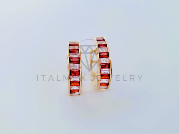 Arete de Lujo - 104893 - Aracada Baguette con Circonia Tinta Oro Laminado 18K