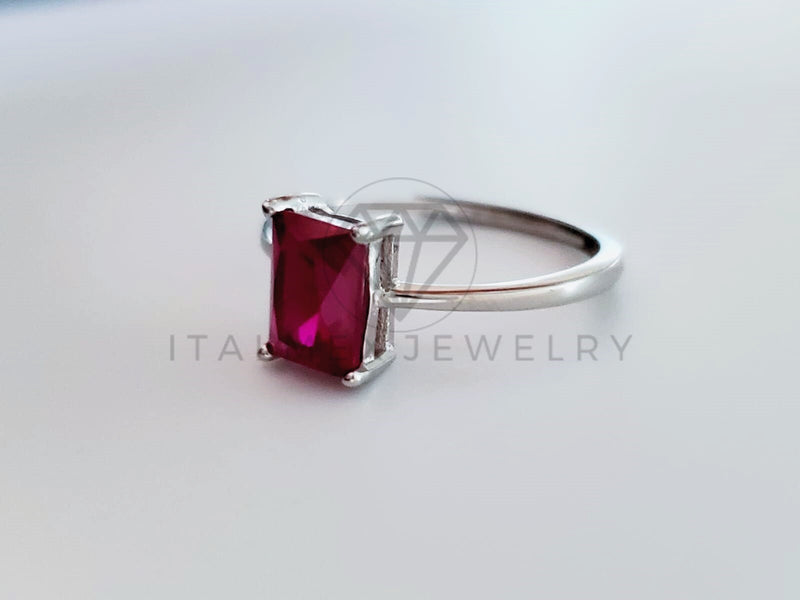 Anillo de Dama - 104731 - Anillo Solitario Circonia Princesa Roja Plata .925