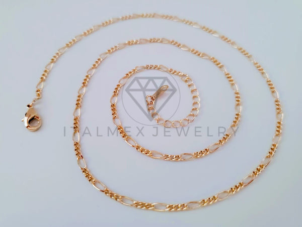 Cadena Clásica - 104949 - Estilo Figaro Diamantada 3mm/18" Dorada Oro Laminado 18K