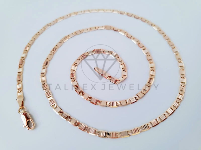 Cadena Clásica - 106080 - Estilo Gucci Rayada 3mm/24" Dorada - Oro Laminado 18K