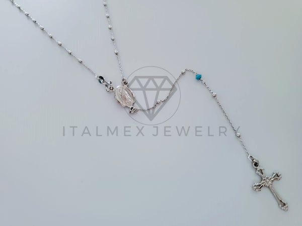 Rosario de Lujo - 105085 - Rosario Clásico con Shakira Azul Plata .925