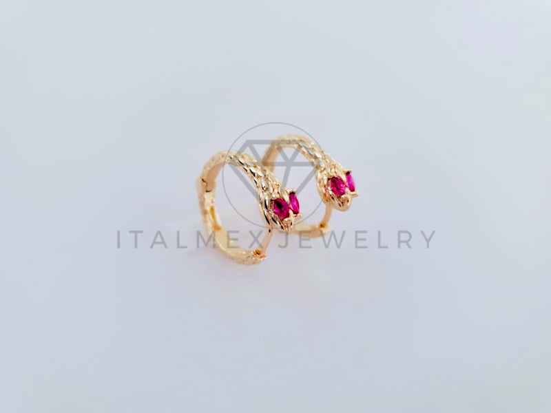 Arete de Lujo - 104884 - Arracada Serpiente Circonia Rosa Oro Laminado 18K