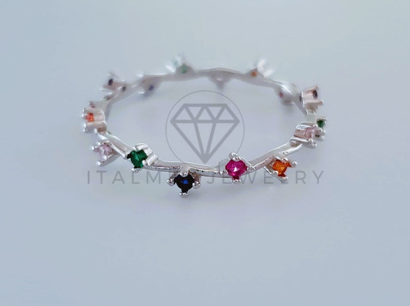Anillo de Dama - 104709 - Anillo Ramita Circonia de Colores Plata .925