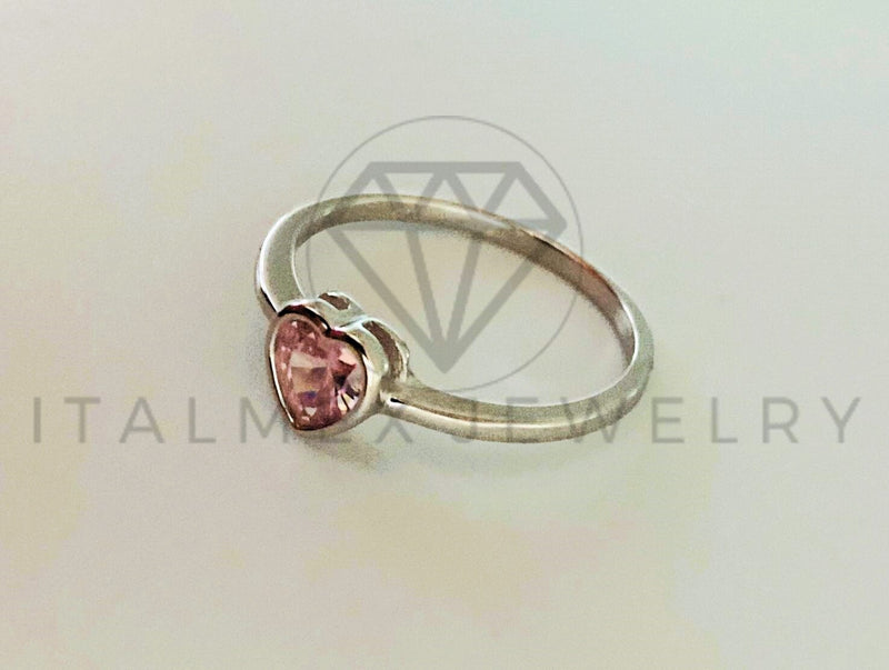 Anillo de Plata - 105418 - Anillo Corazon Circonia Rosa Plata .925