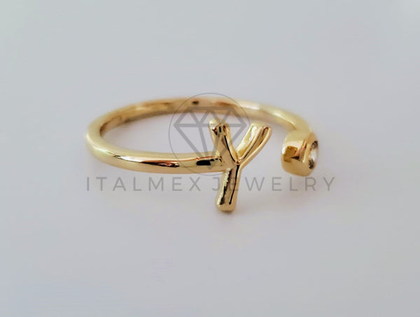 Anillo Dama de Lujo -105006 - Diseño Inicial "Y" CZ Clara Oro Laminado 18K