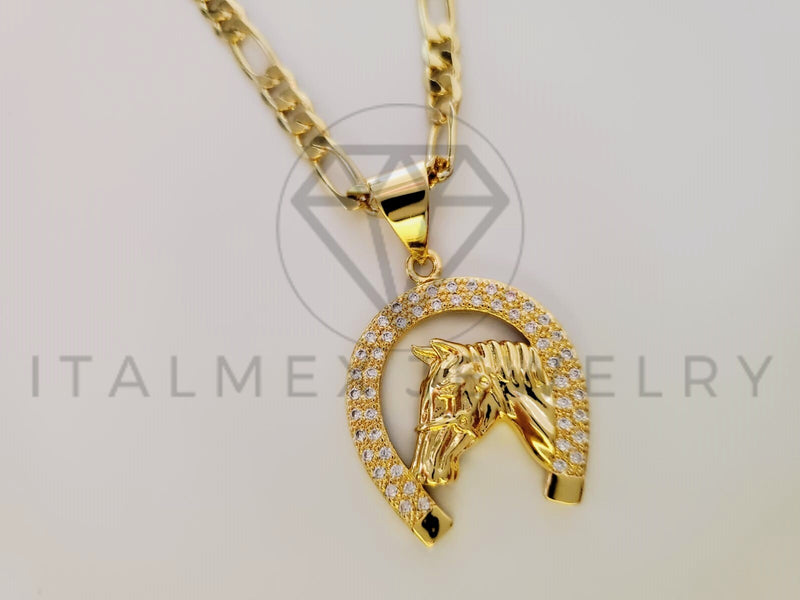 Dije de Lujo - 105118 - Dije Herradura con Caballo Oro Laminado 18K