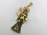 Dije de Lujo - 105661 - Dije Santa Muerte Circonia Verde Grande Oro Laminado 18K