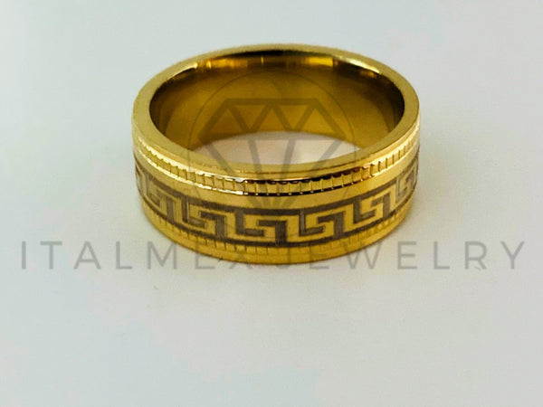 Anillo de Lujo - 105449 - Argolla Grecas Bitono 8mm Oro Laminado 18K