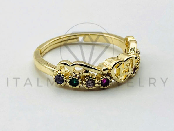 Anillo de Dama - 105558 - Diseño 15 Años Circonia Color Oro Laminado 18K