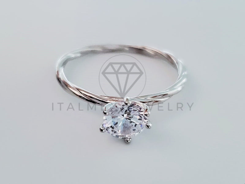 Anillo de Dama - 104734 - Anillo Solitario Enchinado Circonia Clara Plata .925