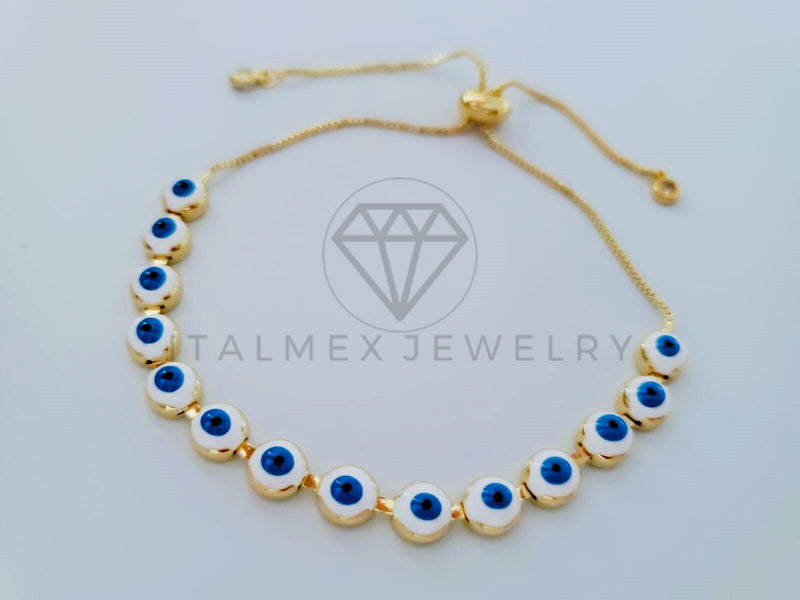 Pulsera de Lujo - 104847 - Diseño Ajustable Ojo Turco Oro Laminado 18K