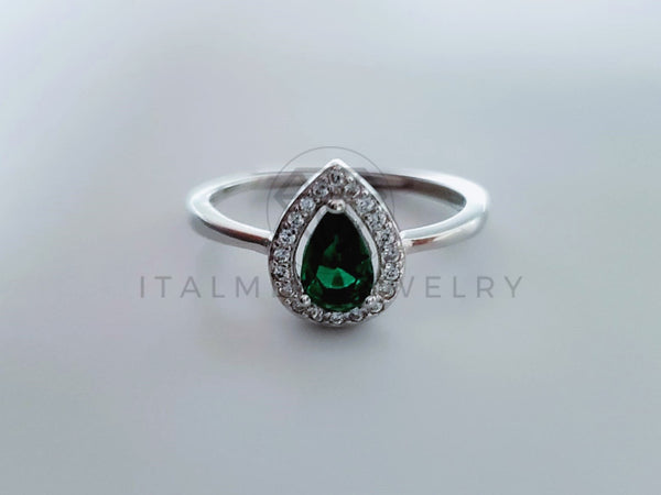 Anillo de Dama - 104747 - Anillo Gota Circonia Verde Plata .925