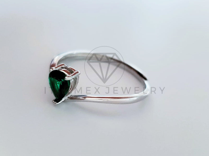 Anillo de Dama - 104737 - Anillo Solitario Circonia Gota Verde Plata .925