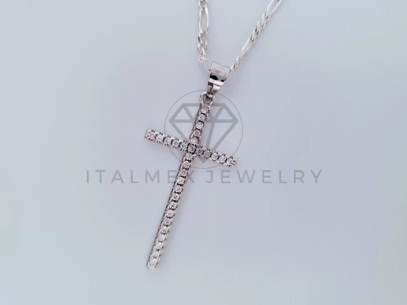 Dije Religioso - 104836 - Dije Cruz Fina con Circonia Mediano - Plata .925