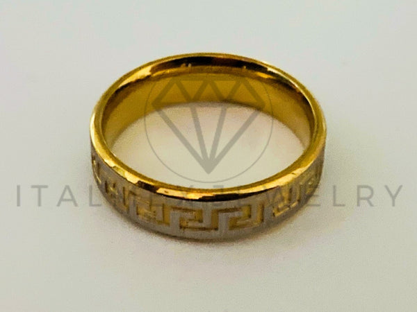 Anillo de Lujo - 105445 - Argolla Grecas Bitono 5mm Oro Laminado 18K