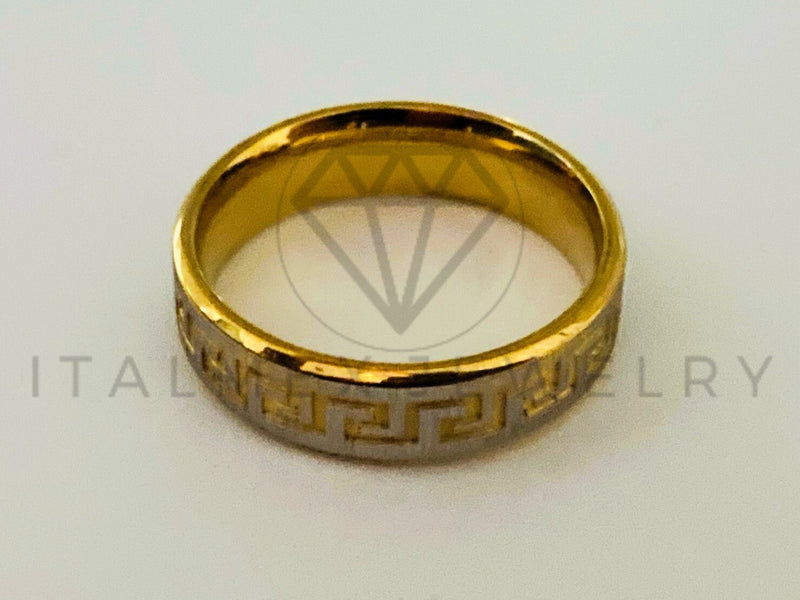 Anillo de Lujo - 105445 - Argolla Grecas Bitono 5mm Oro Laminado 18K