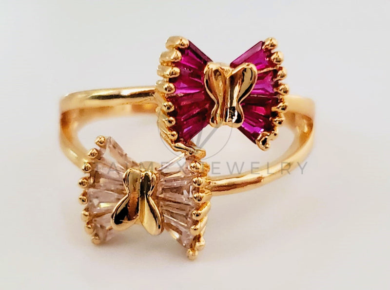 Anillo de Dama - 105389 - Anillo Mariposas Circonia Rosa Oro Laminado 18K
