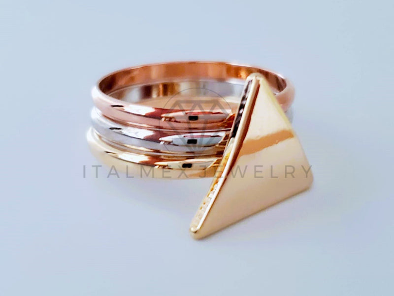Anillo de Lujo - 104927 - Anillo Triangulo Semanario Oro Laminado 18K