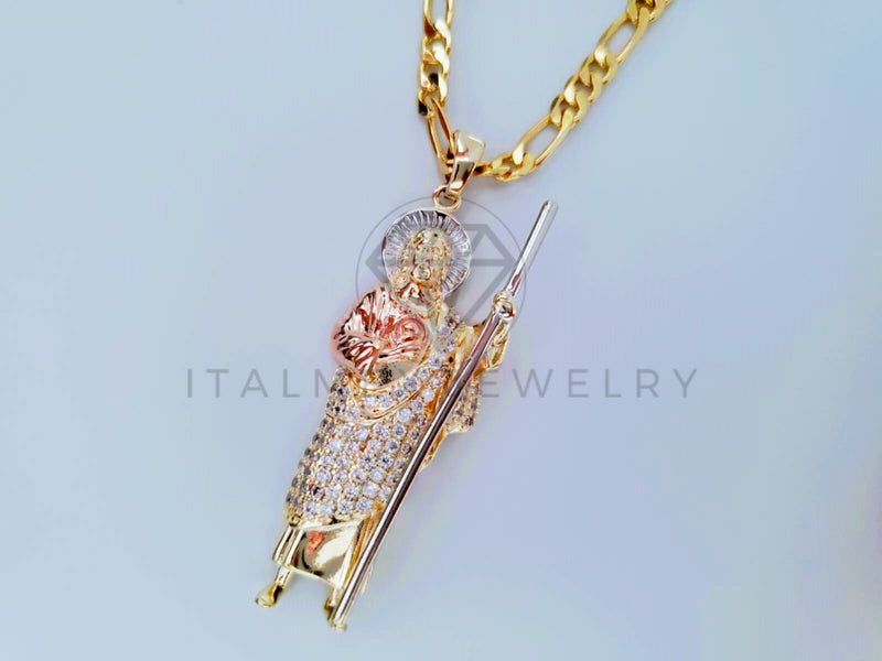 Dije Religioso - 104880 - Dije de San Judas con Circonia Clara - Oro Laminado 18K