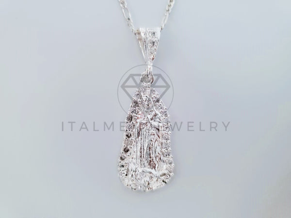 Dije Religioso - 104827 - Dije Virgen de Guadalupe CZ Clara Mediano Plata .925