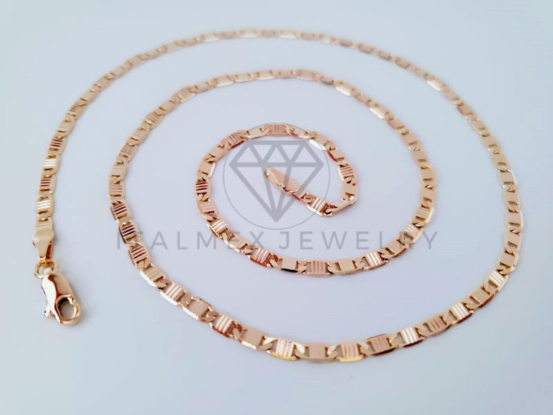 Cadena Clásica - 106080 - Estilo Gucci Rayada 3mm/24" Dorada - Oro Laminado 18K