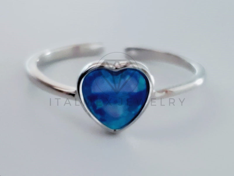 Anillo de Dama - 104750 - Anillo Corazon Esmalte Azul Plata .925