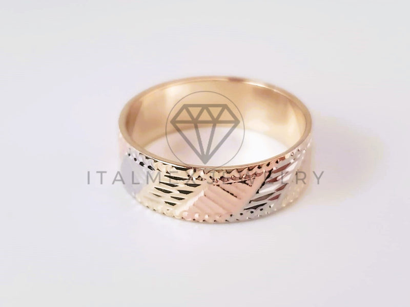 Anillo Dama de Lujo - 104689 - Diseño Argolla Rayada Oro Laminado 18K