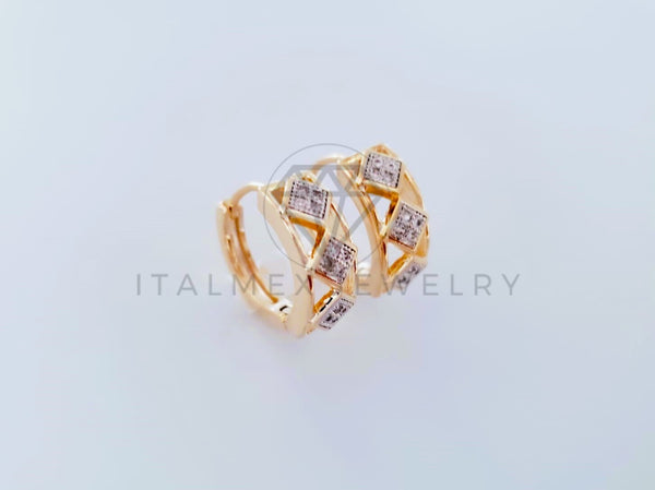 Arete de Lujo - 104885 - Arracada Clasica Circonia Clara Oro Laminado 18K