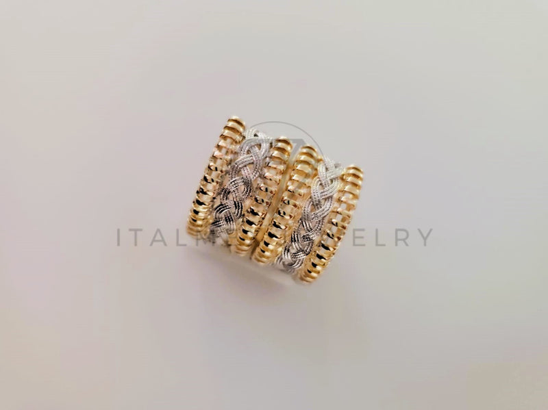 Arete de Lujo - 105353 - Huggie Curvo Bitono Clara - Oro Laminado 18K