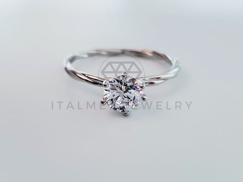 Anillo de Dama - 104734 - Anillo Solitario Enchinado Circonia Clara Plata .925