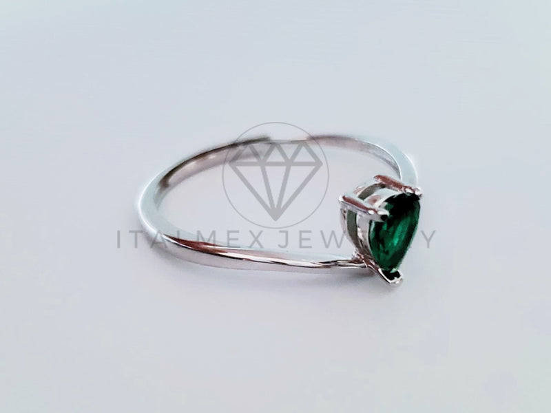 Anillo de Dama - 104737 - Anillo Solitario Circonia Gota Verde Plata .925